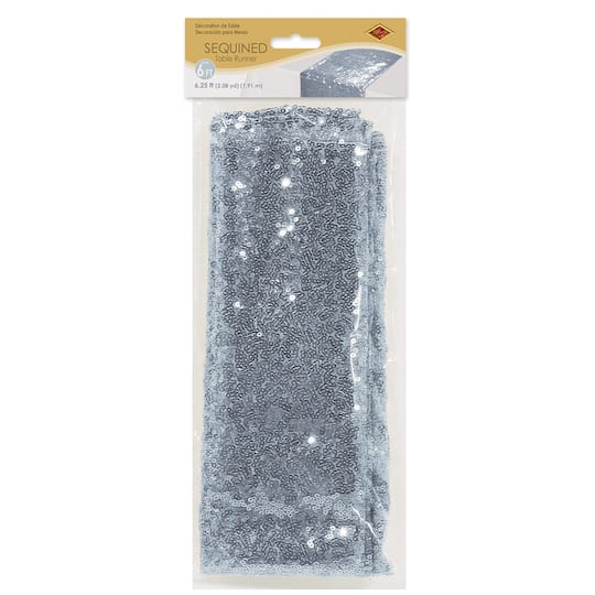 Beistle 6.25ft. Silver Sequined Table Runner